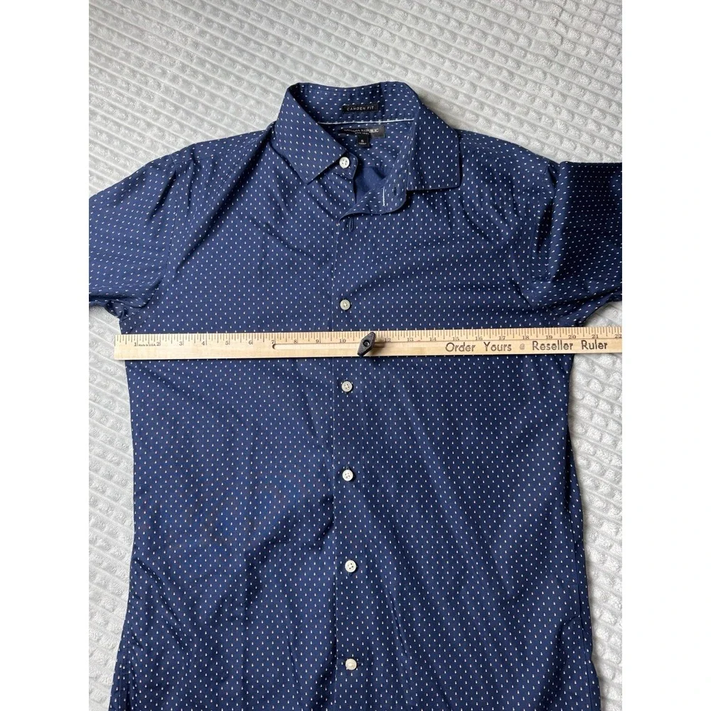 Banana Republic Men's Shirt Blue White Check Long Sleeve Camden Fit Small